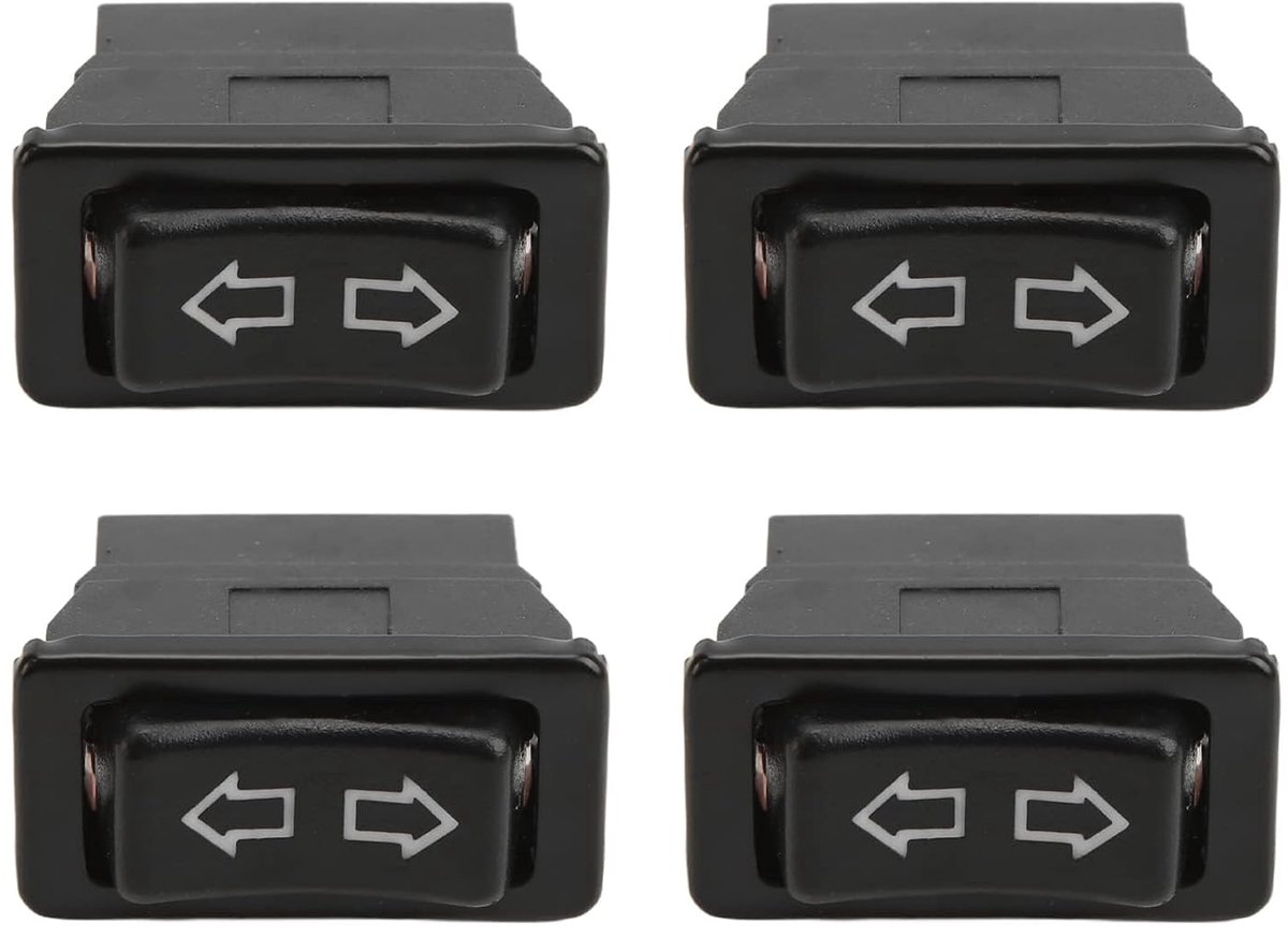 SnelShoppen - Schakelaar Ruitbediening, 4 Stuks 5-pins Glazen Liftschakelaar Auto Universele Vensterglasliftschakelaar Met Groene Lamp DC12V 24V Voor