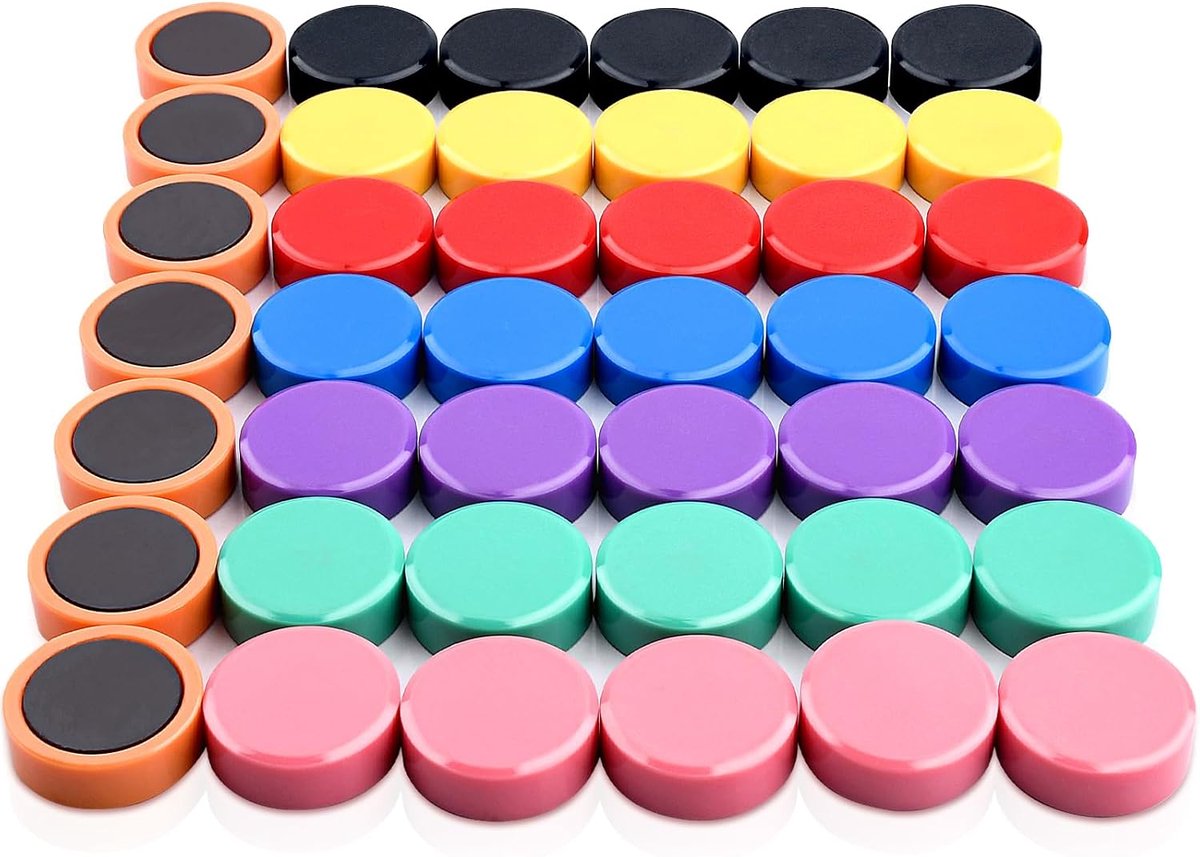 SnelShoppen - 48 Kleurige Magneten voor Magnetisch Bord, Sterke Mini Magneten voor Whiteboard, Decoratieve Fridge Magneten, Rond en Plat, 8 Kleuren, P