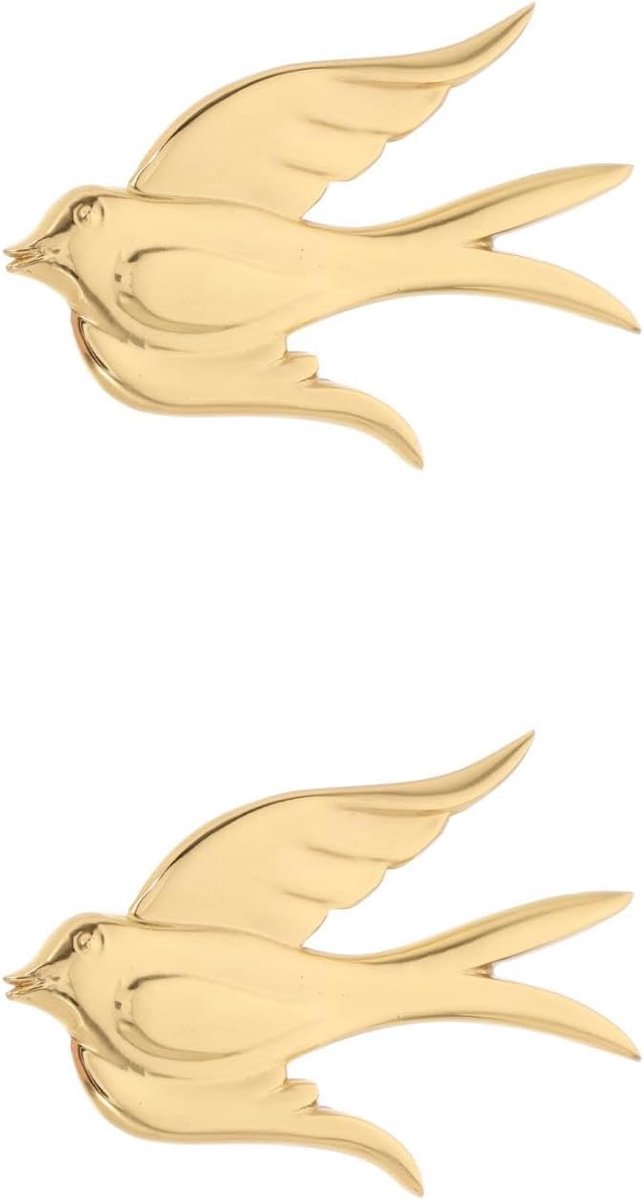 SnelShoppen - Elegante Wanddecoratie Vogel - 9x6cm Gouden Messing Vliegende Vogel Sculptuur - Realistisch Wandkunst voor Binnen en Buiten