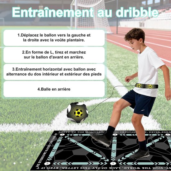 Voetbal Trainingsmat - Dribbelmat Voetbal - Balcontrole Oefenen - Antislip Stabiliteit - 90 x 60 cm - Zwart — afbeelding 4