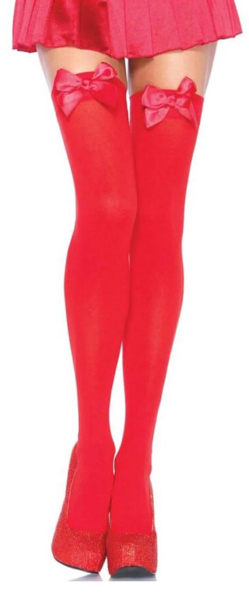 Rode Jarretelles met Strik Detail in Lycra en Polyester - XS tot XL Maten Beschikbaar