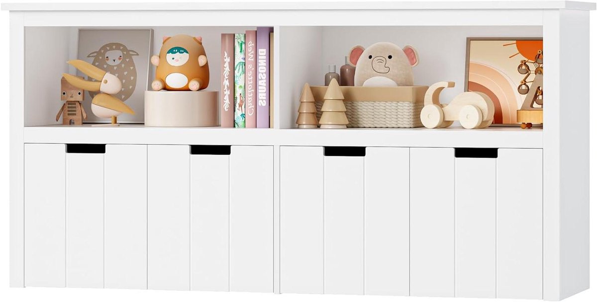 Opbergmeubel Kinderen - Opbergkast Kinderkamer - Speelgoed Organiseren - Verrijdbare Laden - 120 x 61.5 cm - Wit