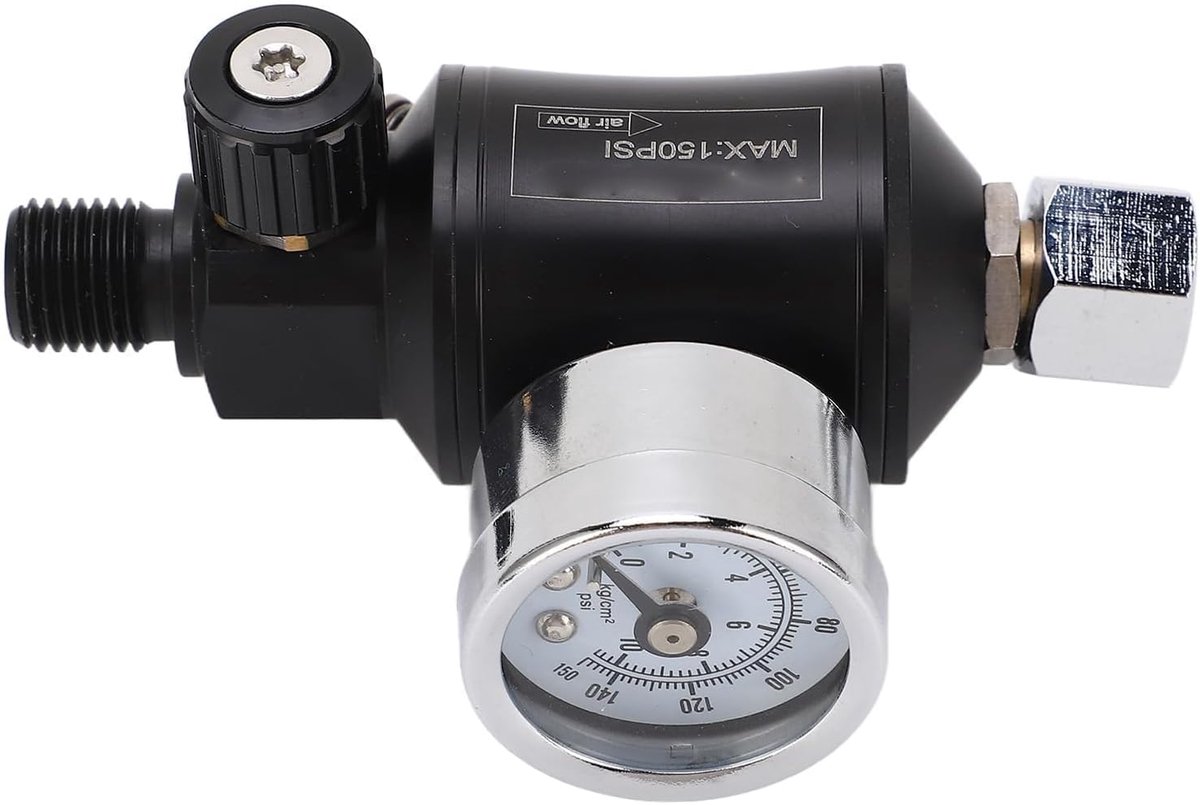 SnelShoppen - Lucht Drukregelaar Filter Pneumatische Aanpassingsklep met Meter voor Spuitpistool 1/4in NPT Inlaat Afvoer Compact en Lichtgewicht