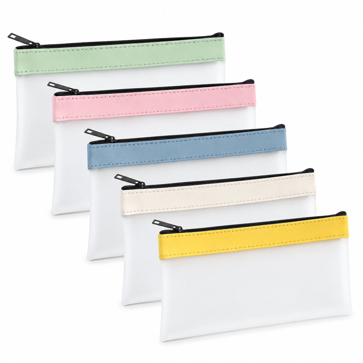 Transparante Pennenzak voor Examens - Set van 5 Doorzichtige Etuis met Rits - Waterafstotend PVC Opbergzakje voor School, Kantoor en Reizen - Multicolor