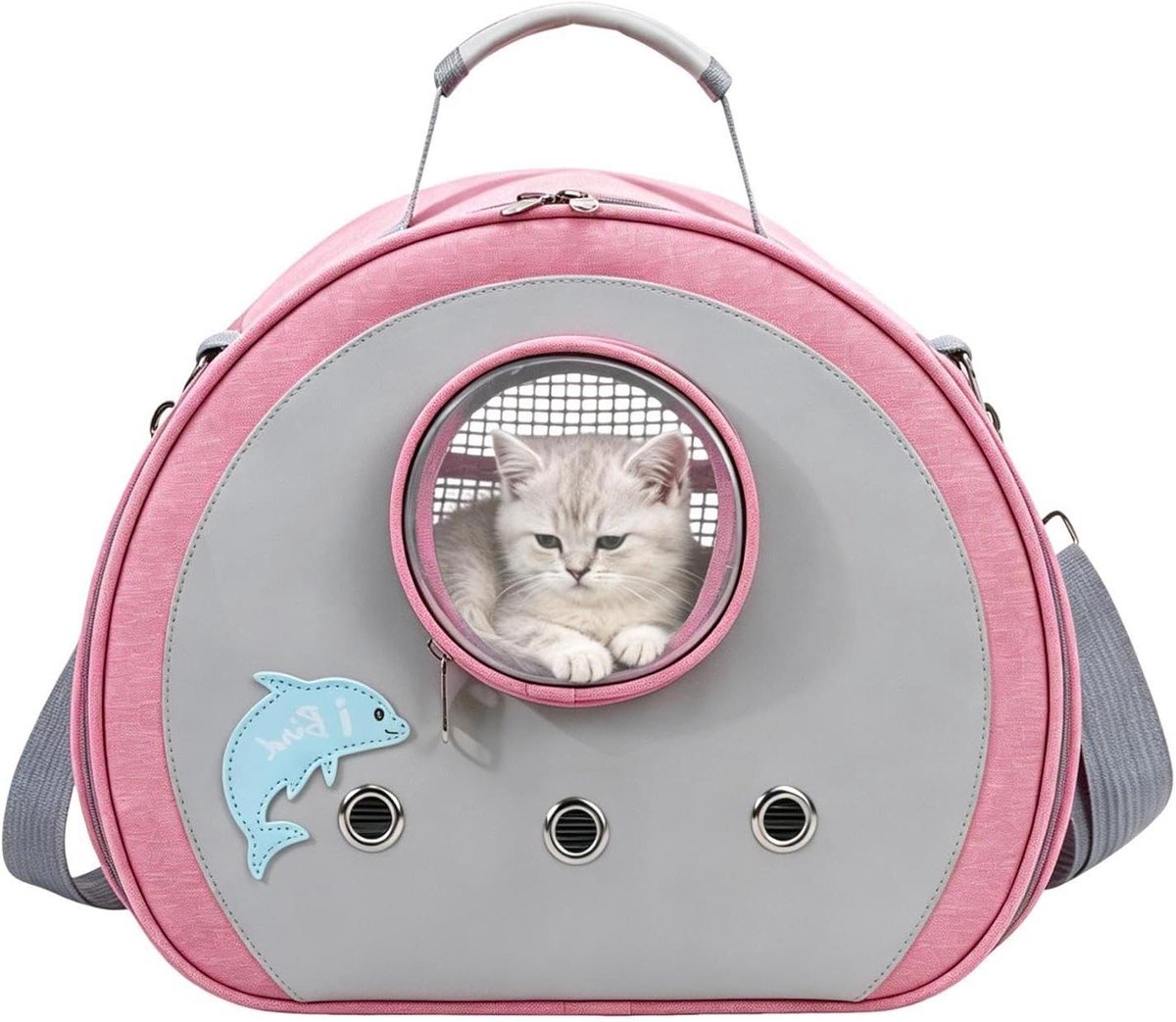 Transporttas Kleine Huisdieren - Draagbuidel Reistas - Veilig Vervoeren - Ademende Mesh Panelen - 38x30x4 cm - Roze