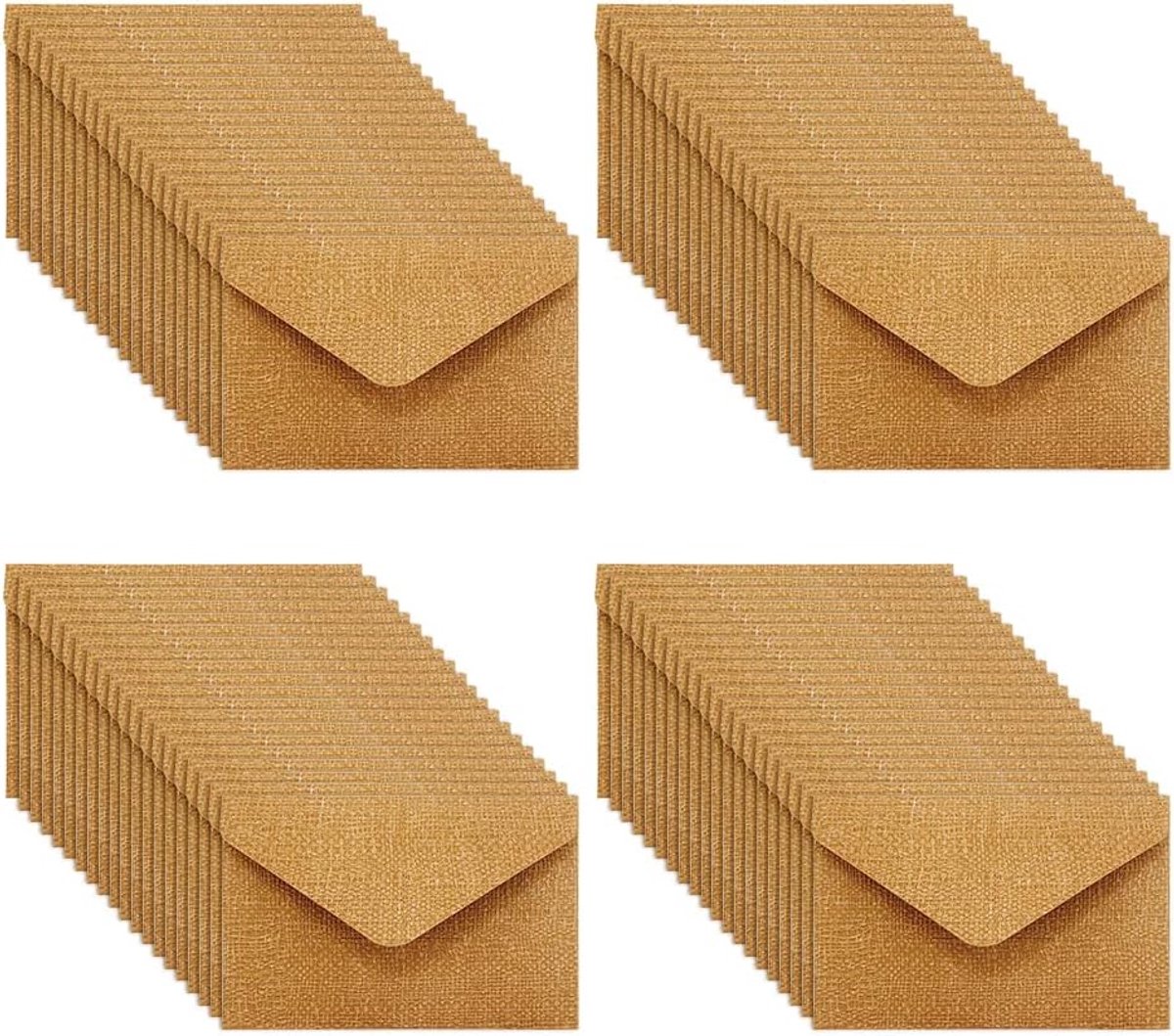 SnelShoppen - 80 Stuks Bruine Kraft Enveloppen 105x70mm, Textuur, Perfect voor Huwelijken, Verjaardagen, Feestjes en Uitnodigingen