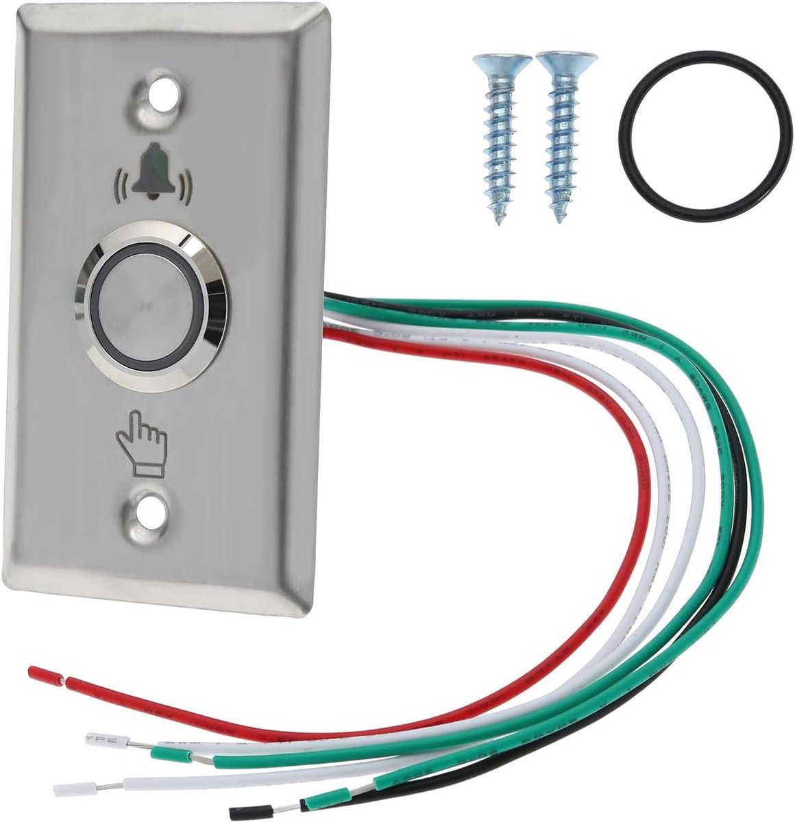 SnelShoppen - Waterdichte Deurbel met Verlichting, Drukknop Schakelaar met LED NO&NC 304 RVS Draadloze Deurbel 12V Luminous LED Knop met Flits 87x51mm