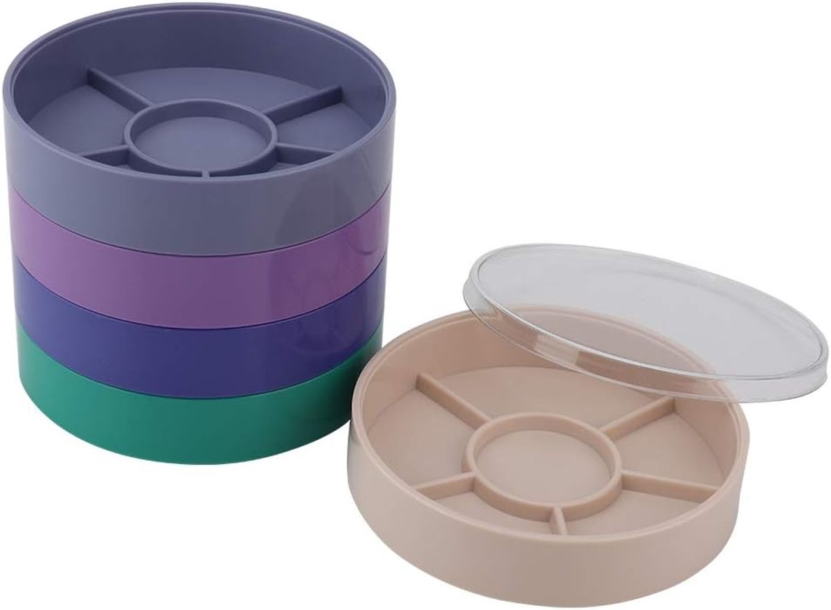 SnelShoppen - Behuizing voor Horlogemaker met 5 Laags Plastic Opbergdoos voor Horlogeband Schroeven Onderdelen Hardware (Rond)