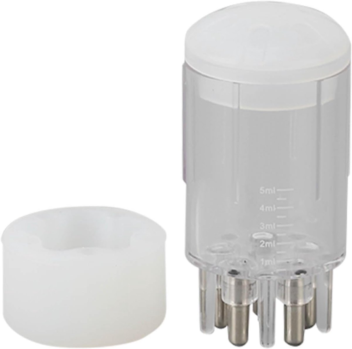 SnelShoppen - Haarvloeistofkam-massageapparaat, haarapplicator-massageapparaat voor thuis, 4 ml nauwkeurige schaal, draagbaar, antislip, wit