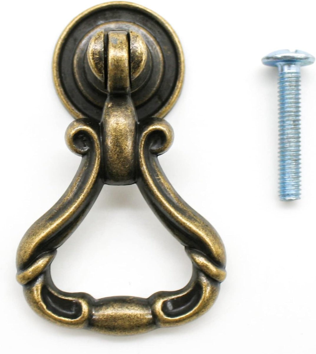 SnelShoppen - Vintage Deurgrepen | Antieke Handgrepen met Ring | Set van 16 | 53 x 33 x 17mm | Zink-Aluminium | Verouderd Koper | Voor Keuken, Kast, D