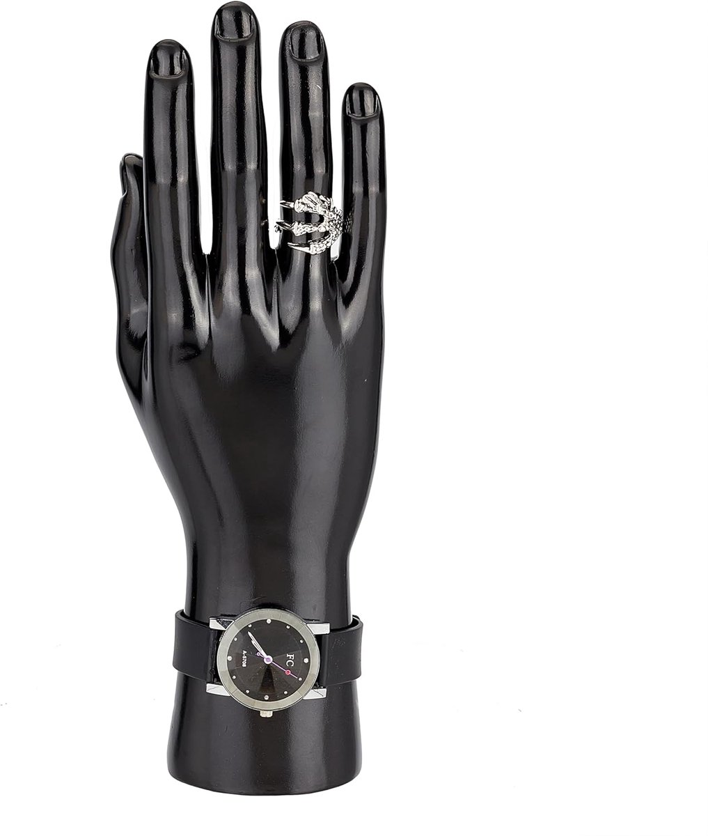 SnelShoppen - Mannequin Hand Display Rack - Rechtse Hand Model voor Ringen, Horloges, Armbanden en Handschoenen - 9,2x5,8x25,5 cm - Zwart - Perfect vo