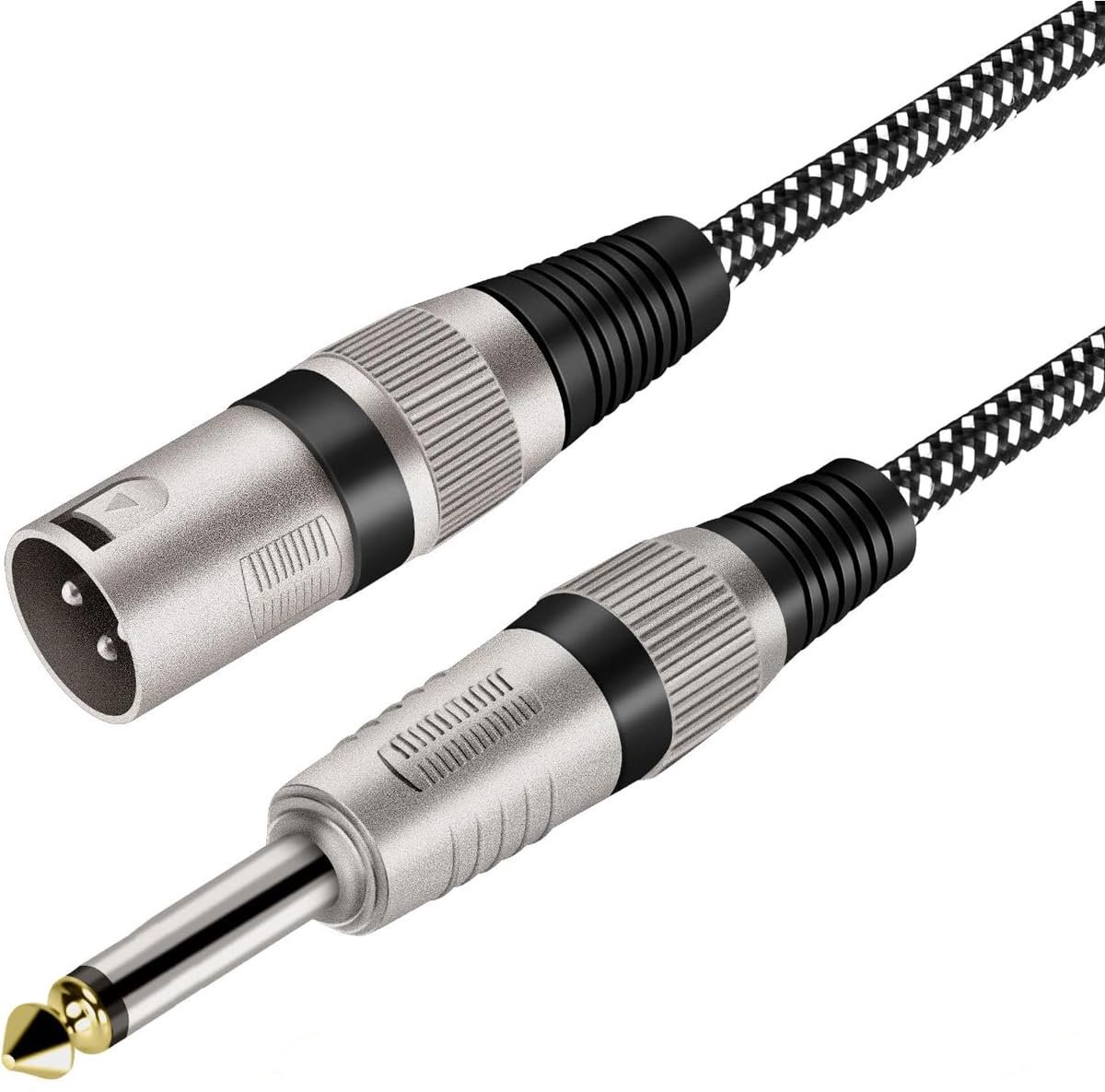 XLR naar 1/4 inch TS kabel 1.5m - nylon gevlochten - hoge geluidskwaliteit - ideaal voor studio en live optredens - ShopVlot
