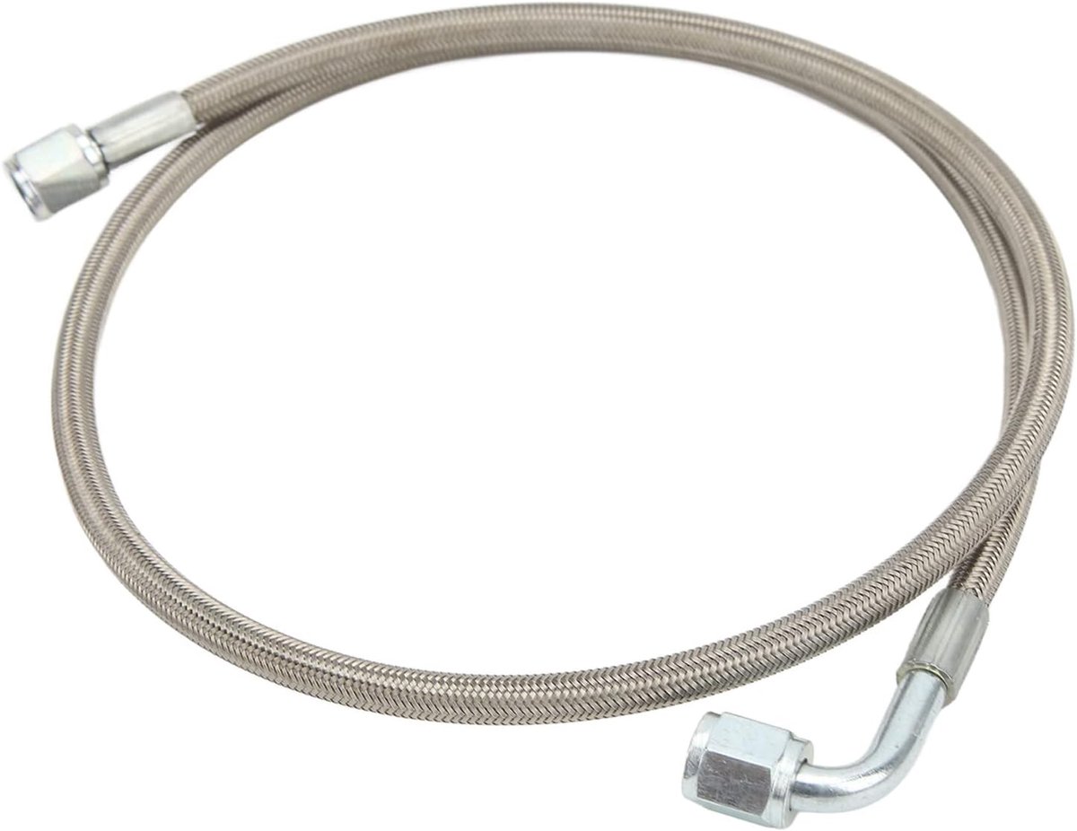 SnelShoppen - Turbo Olieleiding 4AN RVS Gewoven 90 Graden Rechte Slang Einde Externe Turbocharger (TF-1062-AN4) 30,5 cm
