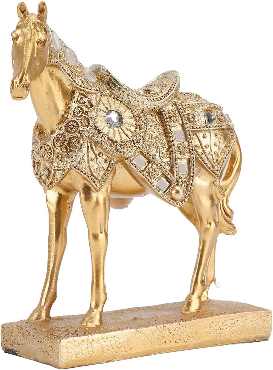 SnelShoppen - Paard Standbeeld Rijdend Beeldhouwwerk Decoratie, Resin Sculptuur Voor Binnen en Buiten, Kunstwerk Accent Stuk Ornament