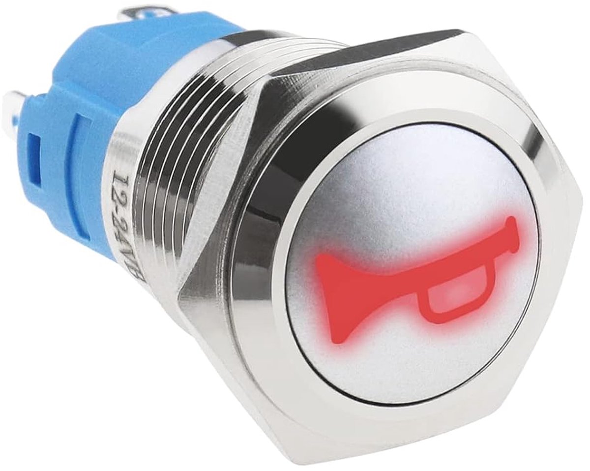 SnelShoppen - Momentary Drukknop Schakelaar met Rode LED - 12V 16mm Waterdichte Drukknop voor Voertuigen, Trucks, SUV's, RV's en Boten