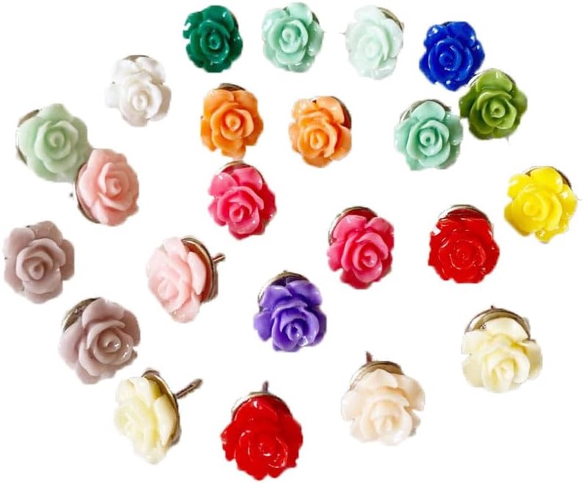 SnelShoppen - 30 Stuks Schattige Kleurige Duimspijkers - Decoratieve Spijkers voor Kurk en Foam Borden - Herbruikbaar en Duurzaam - Perfect voor Schoo