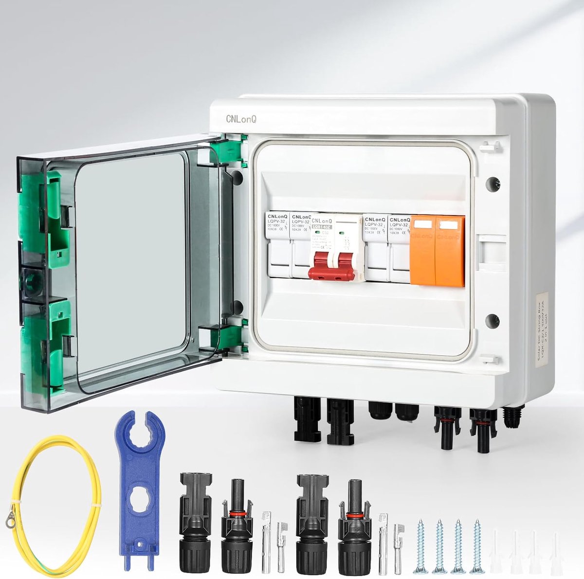 SnelShoppen - Zonne-energie Photovoltaïsche Combinatiebox 500 V, 32 A met Overspanningsbeveiliging, DC Veiligheidsschakelaar, 2 Draden IP65 Waterdicht