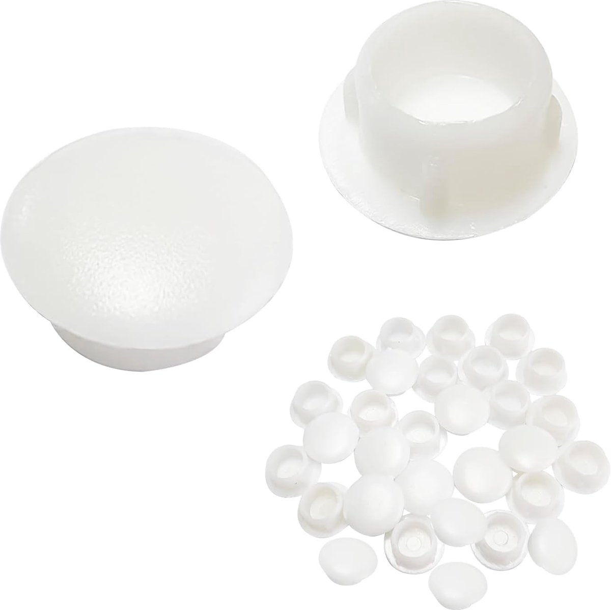 SnelShoppen - 25 Stuks Plastic Caps voor Schroefgaten, Ronde Gaten, Meubelgaten, Witte Beschermkap voor Boorgaten, 8mm, Duurzaam en Stofdicht