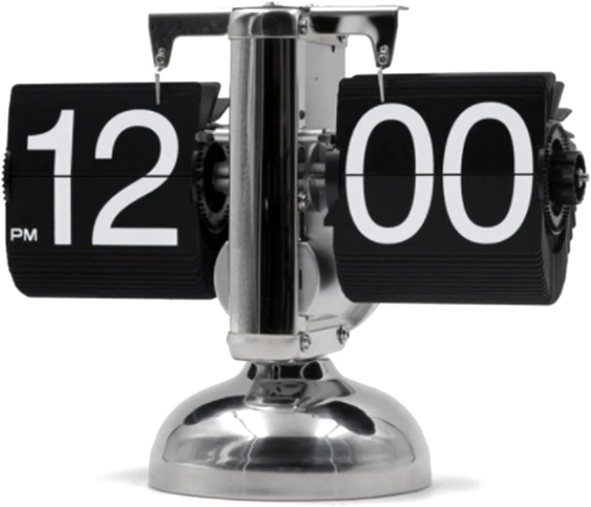 SnelShoppen - Flip Desk Klok - Stille Quartz Beweging Mechanische Flip Klok met Enkele Voet voor Kantoor en Thuis - Zwart