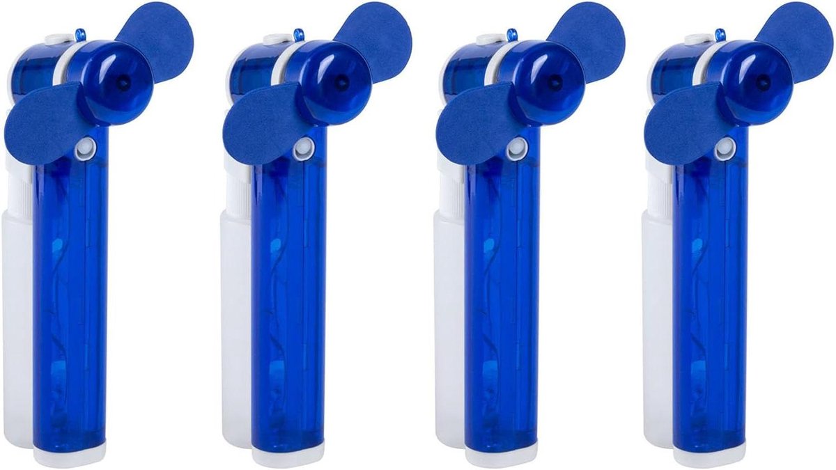 Handventilator met Waternevel - Ventilator Spray - Koeling Onderweg - Directe Verfrissing - Set van 4 - Blauw