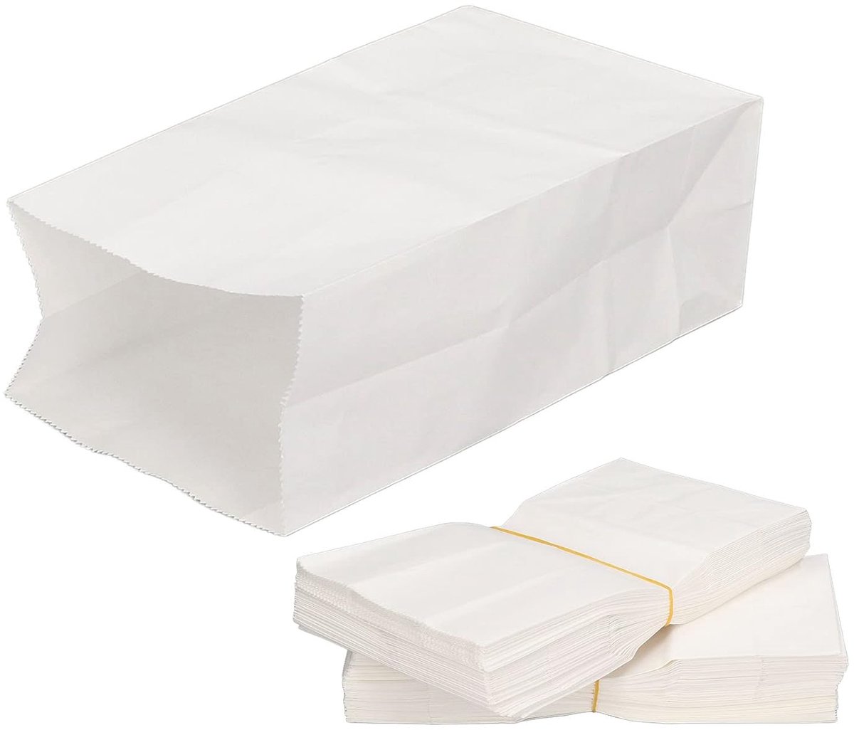 SnelShoppen - 100 Stuks Witte Kraft Papieren Tassen, Voedselveilige Vetbestendige Tassen, Herbruikbare Papieren Tassen voor Snacks, Brood, Ideaal voor