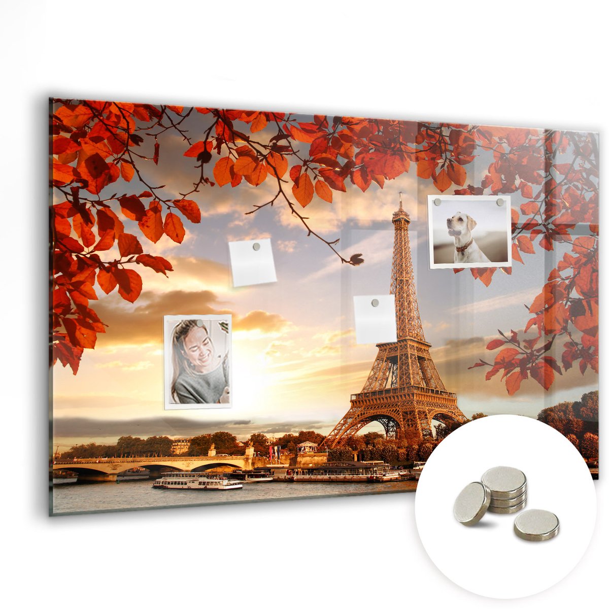 Coloray Glazen Magneetbord - Magnetisch Bord Wereldkaart - 90x60 cm - Veelkleurig Magneetbord - Magnetic Board - Magneetbord Design