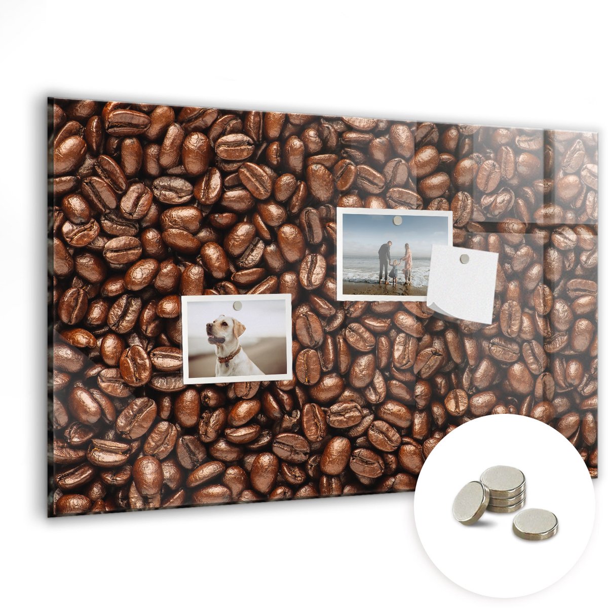 Coloray Glazen Magneetbord - Magnetisch Bord Koffiebonen - 60x40 cm - Bruin Magneetbord - Magnetic Board - Keuken Decoratie