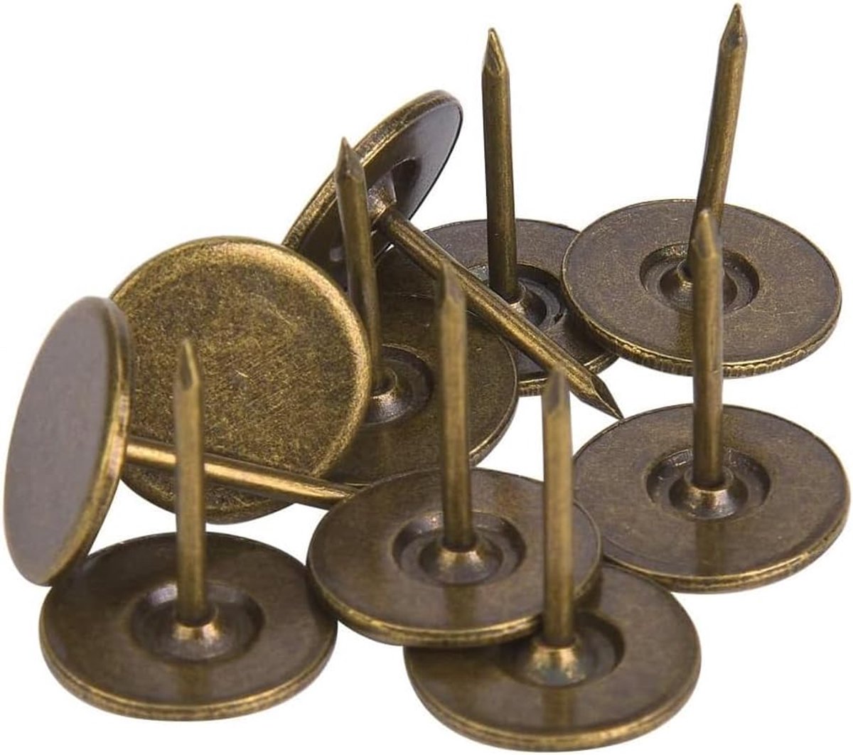 SnelShoppen - Pack van 100 Vintage Bronzen Platte Kop Meubelspijkers Wandspijkers voor Meubel Sofa Deur Decoratie (16*20mm)