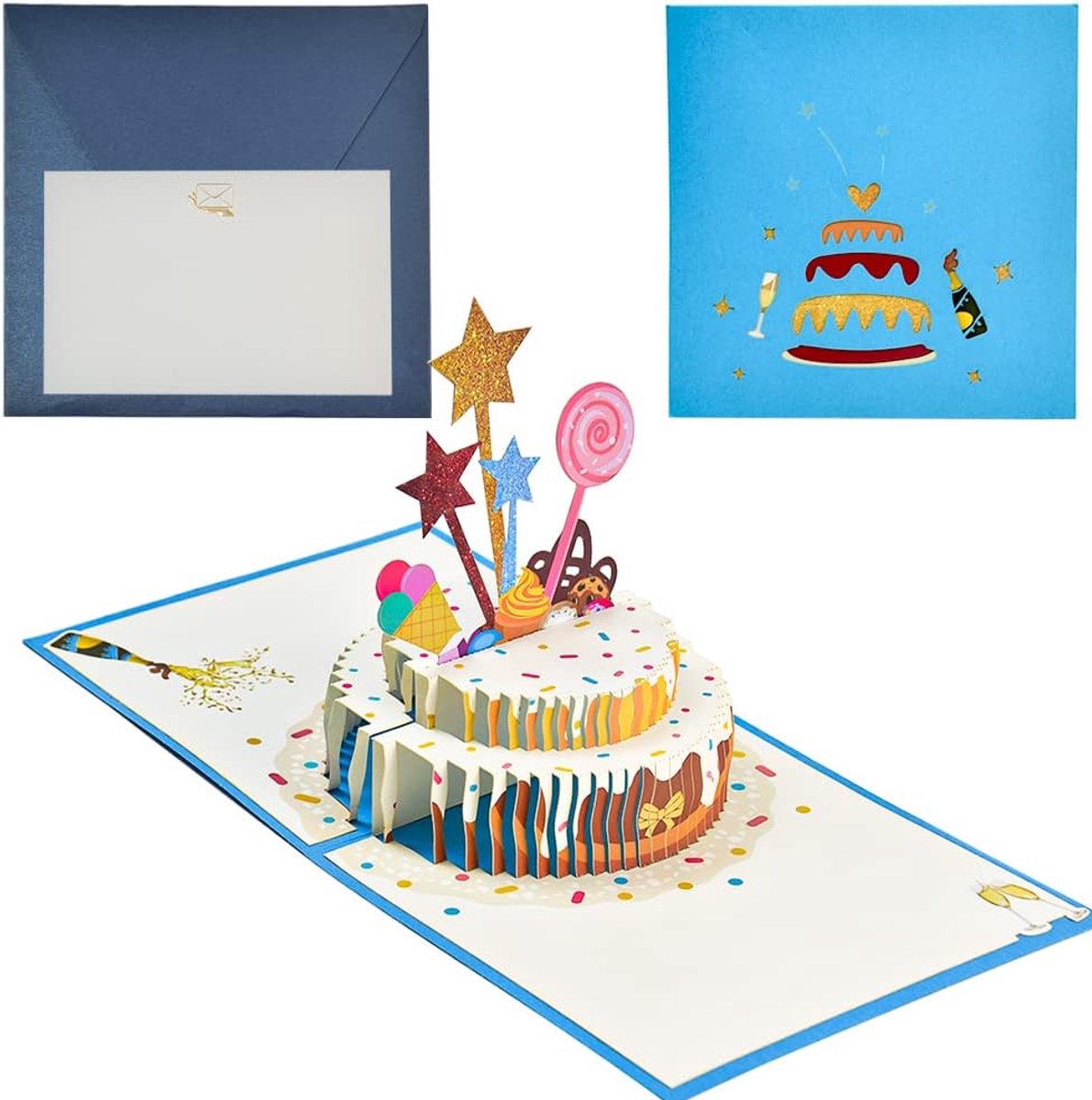 SnelShoppen - 3D Pop Up Verjaardagskaart met Envelop, Recyclebaar, Muzikaal, Voor Kinderen, Vrouwen, Moeders, Vaders, Echtgenoten, Zakelijk Gebruik