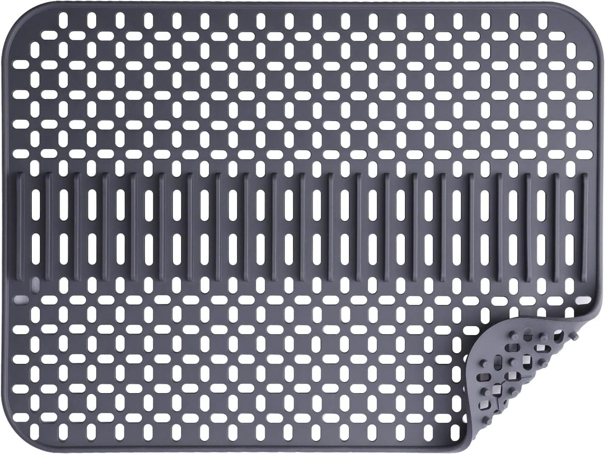 SnelShoppen - Silicone gootsteenbeschermer, hittebestendig en snel drogend, antislip gootsteenbeschermer, multifunctioneel en duurzaam, zwart, voor ke