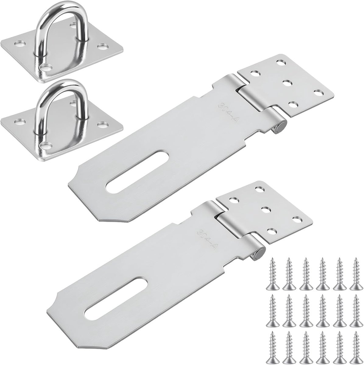Set van 2 Hangsloten 10 cm van RVS voor Deuren, Vensters en Kasten met Bevestigingsschroeven