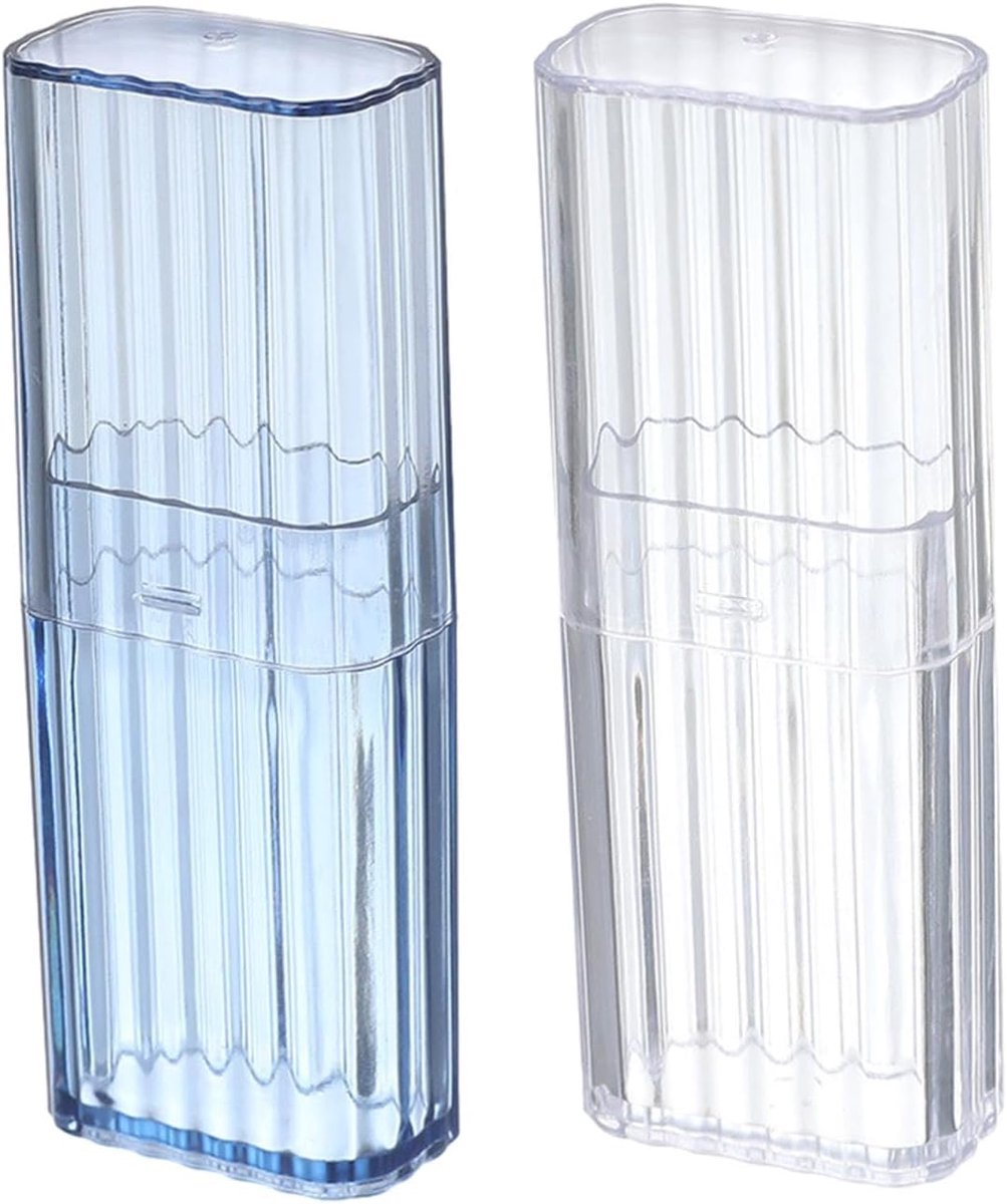 SnelShoppen - 2 stuks Reiskatoenen Wattenstaafjes Houders Portable Mini Opbergdoos Transparante Organizer met Stofdicht Deksel voor Watten, Haartjes,