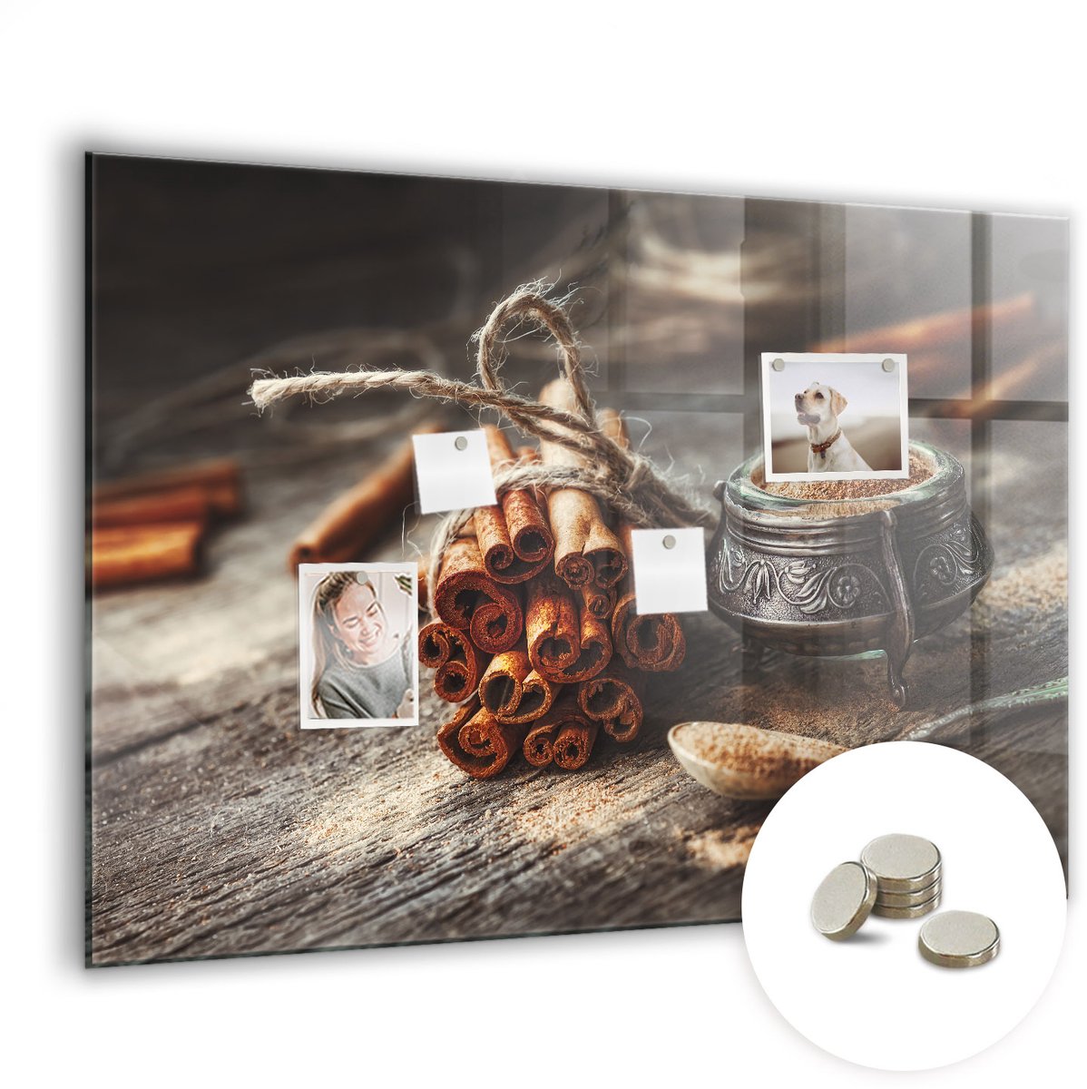 Coloray Glazen Magneetbord - Magnetisch Bord Abstract landschap - 100x70 cm - Bruin Magneetbord - Magnetic Board - Woonkamer Decoratie