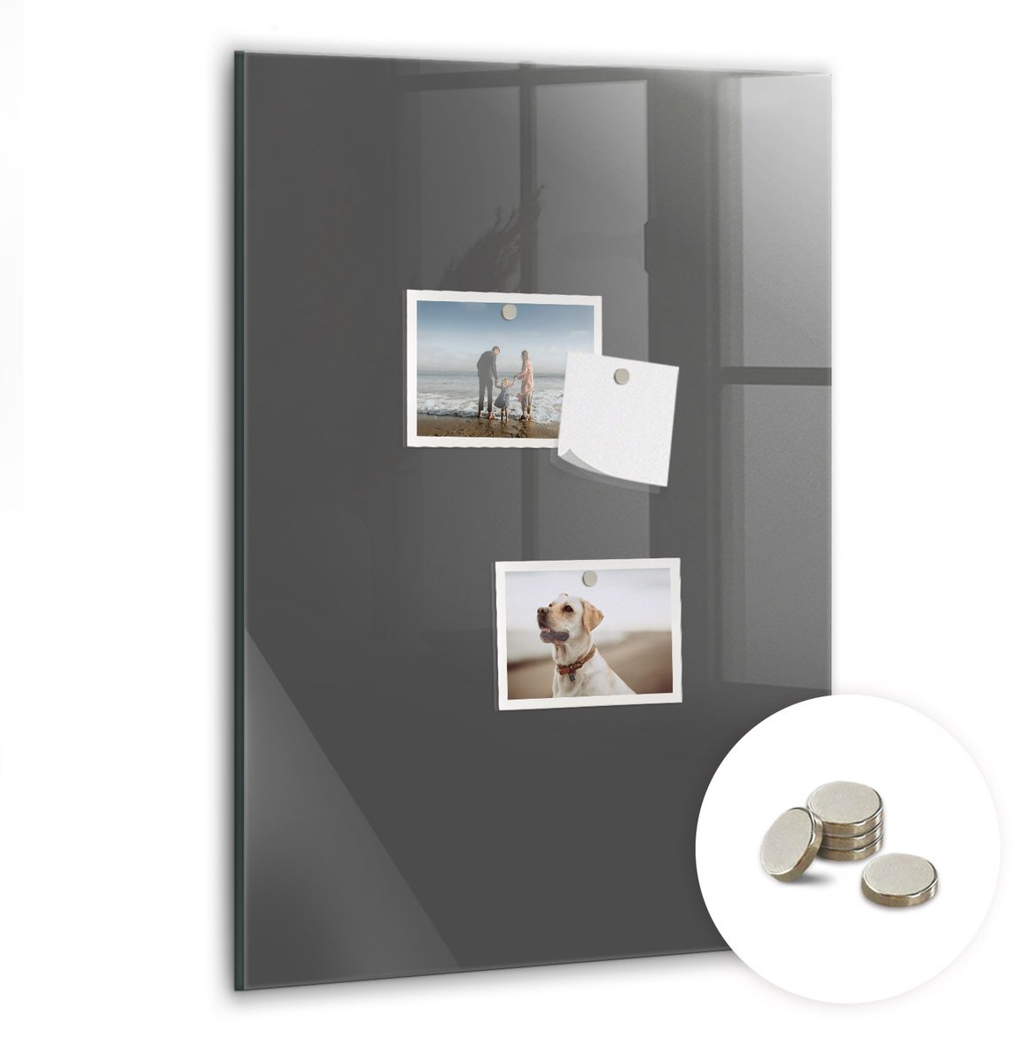 Coloray Glazen Magneetbord - Magnetisch Bord Lichtgrijze kleur - 40x60 cm - Grijs Magneetbord - Magnetic Board - Wanddecoratie