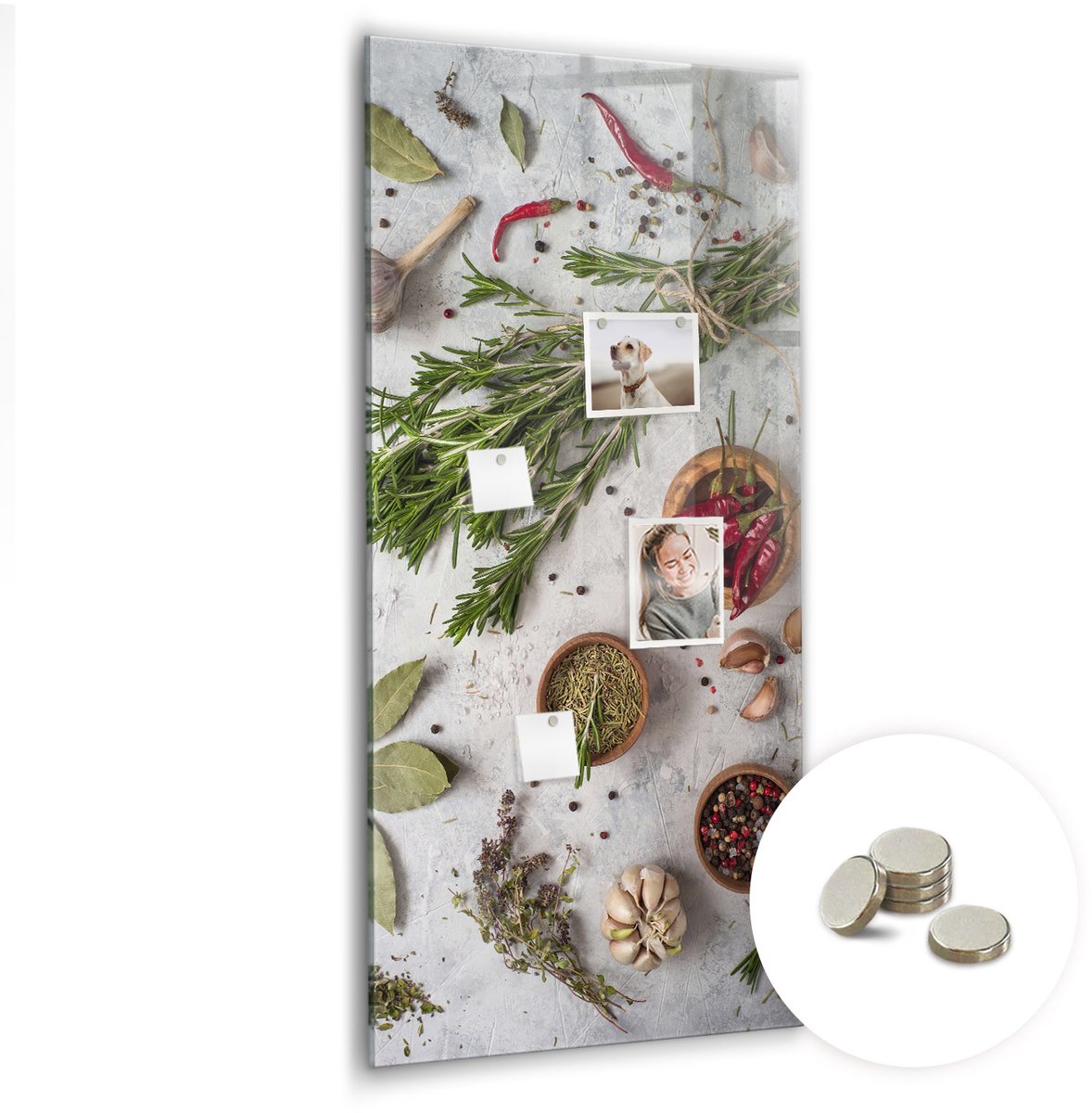 Coloray Glazen Magneetbord - Magnetisch Bord Koffiebonen - 60x120 cm - Grijs Magneetbord - Magnetic Board - Keuken Decoratie