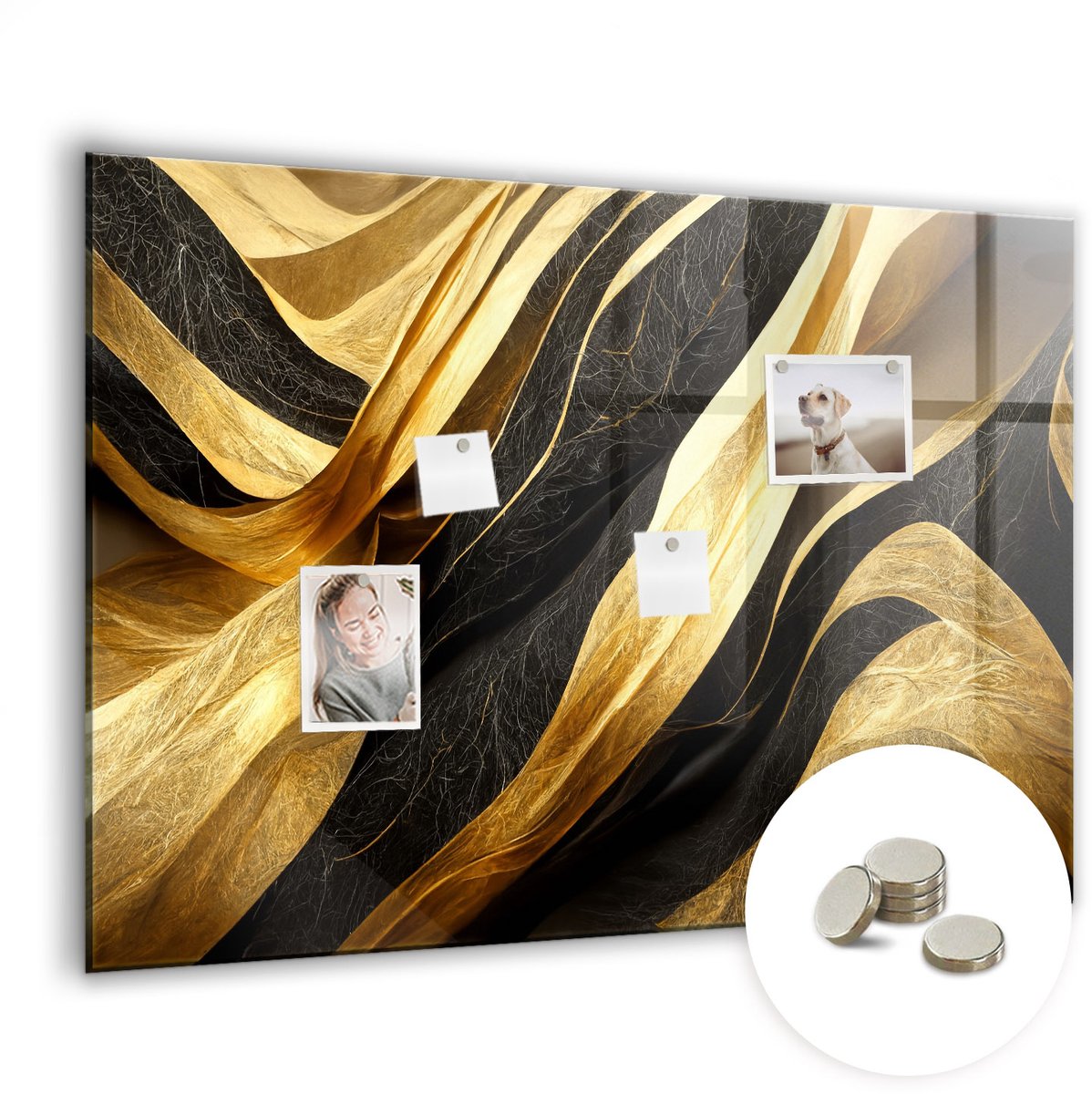 Coloray Glazen Magneetbord - Magnetisch Bord Cacao - 100x70 cm - Gouden Magneetbord - Magnetic Board - Keuken Decoratie