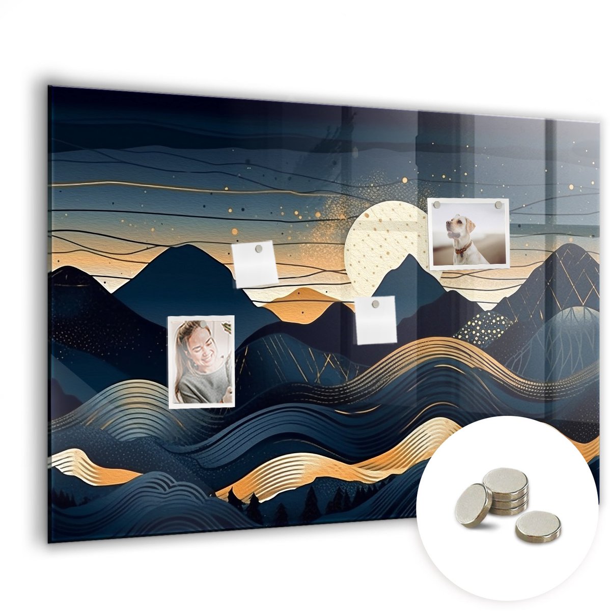 Coloray Glazen Magneetbord - Magnetisch Bord Geschilderde kaart - 100x70 cm - Veelkleurig Magneetbord - Magnetic Board - Magneetbord Design