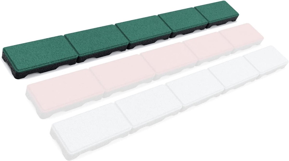 SnelShoppen - Secuplay Rubber Maairand - 100x10x3.5cm - Groen - 10 Stuks - Kindvriendelijke Gazonrand voor Tuin, Bloemperk, Speeltuin, en Terras