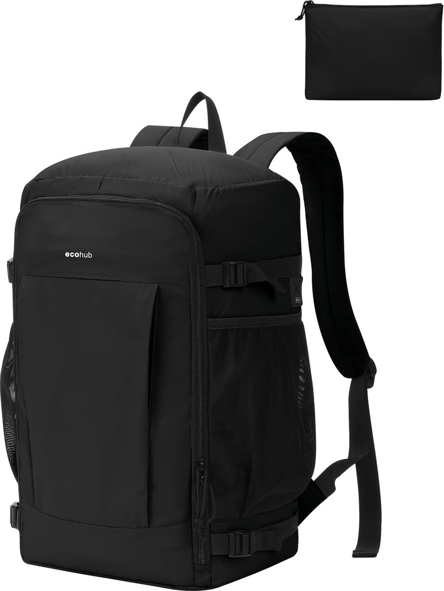SnelShoppen - Opvouwbare Cabinerugzak 40x30x20 cm, Ultralichte 2-in-1 Reisrugzak 24L, Waterafstotend Gerecycled Materiaal, Handbagage voor Vliegtuig,