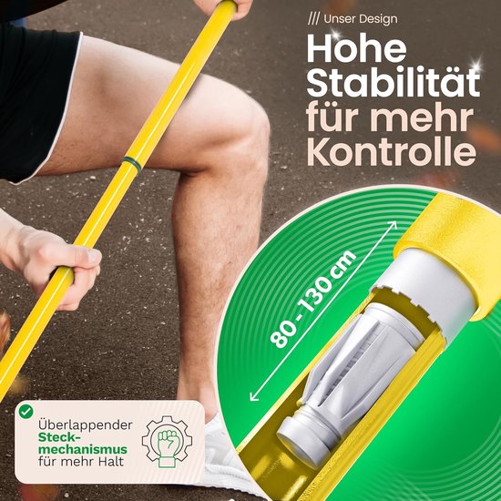 Klauwbezem set - Buitenbezem terras - Buiten schoonmaken - Telescopische steel - 30 cm breed - Geel groen — afbeelding 3
