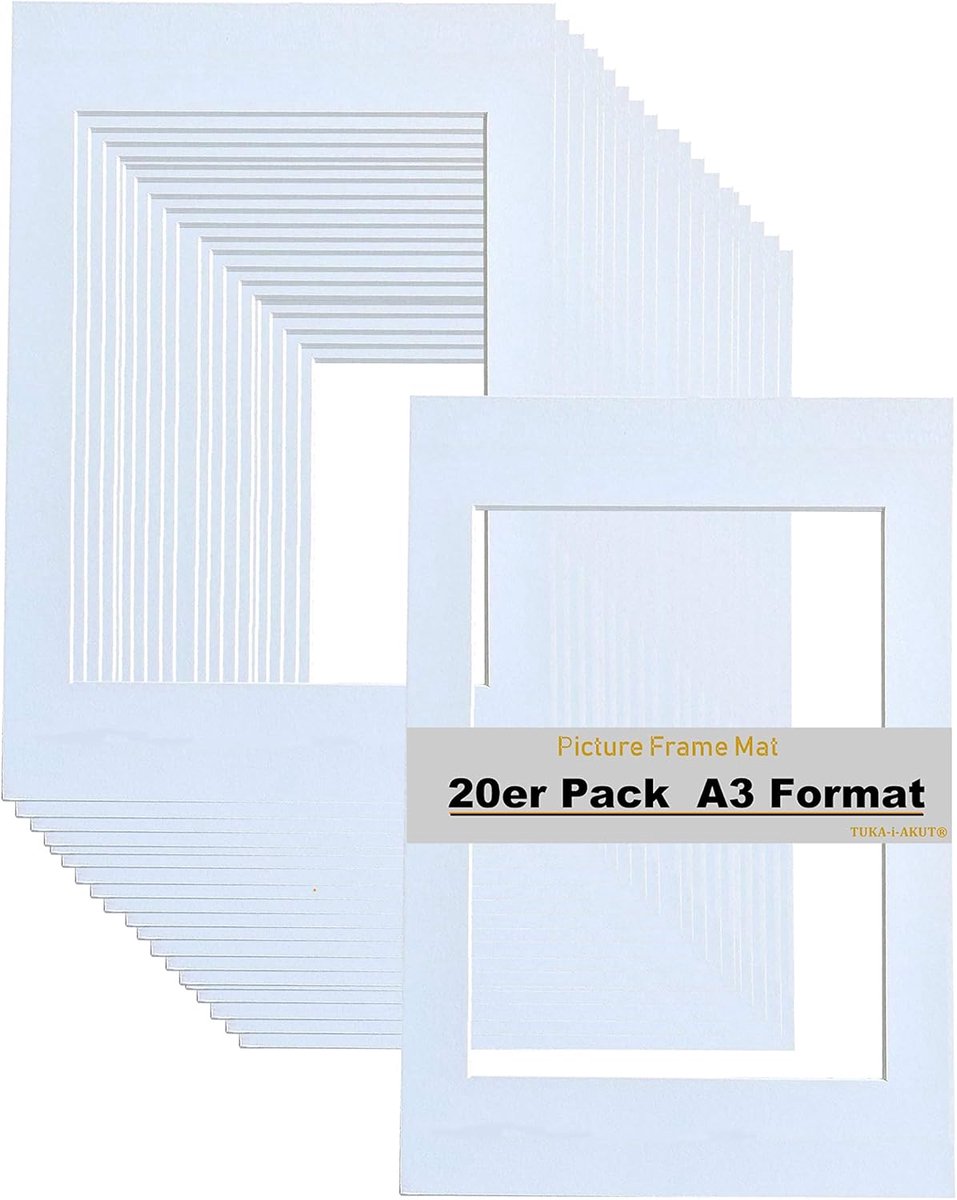 SnelShoppen - 20 Stuks Passepartout DIN A3 | Zuurvrij en Verouderingsbestendig | 1mm Dikke Fotolijsten Voor Foto's, Posters en Kunstafdrukken