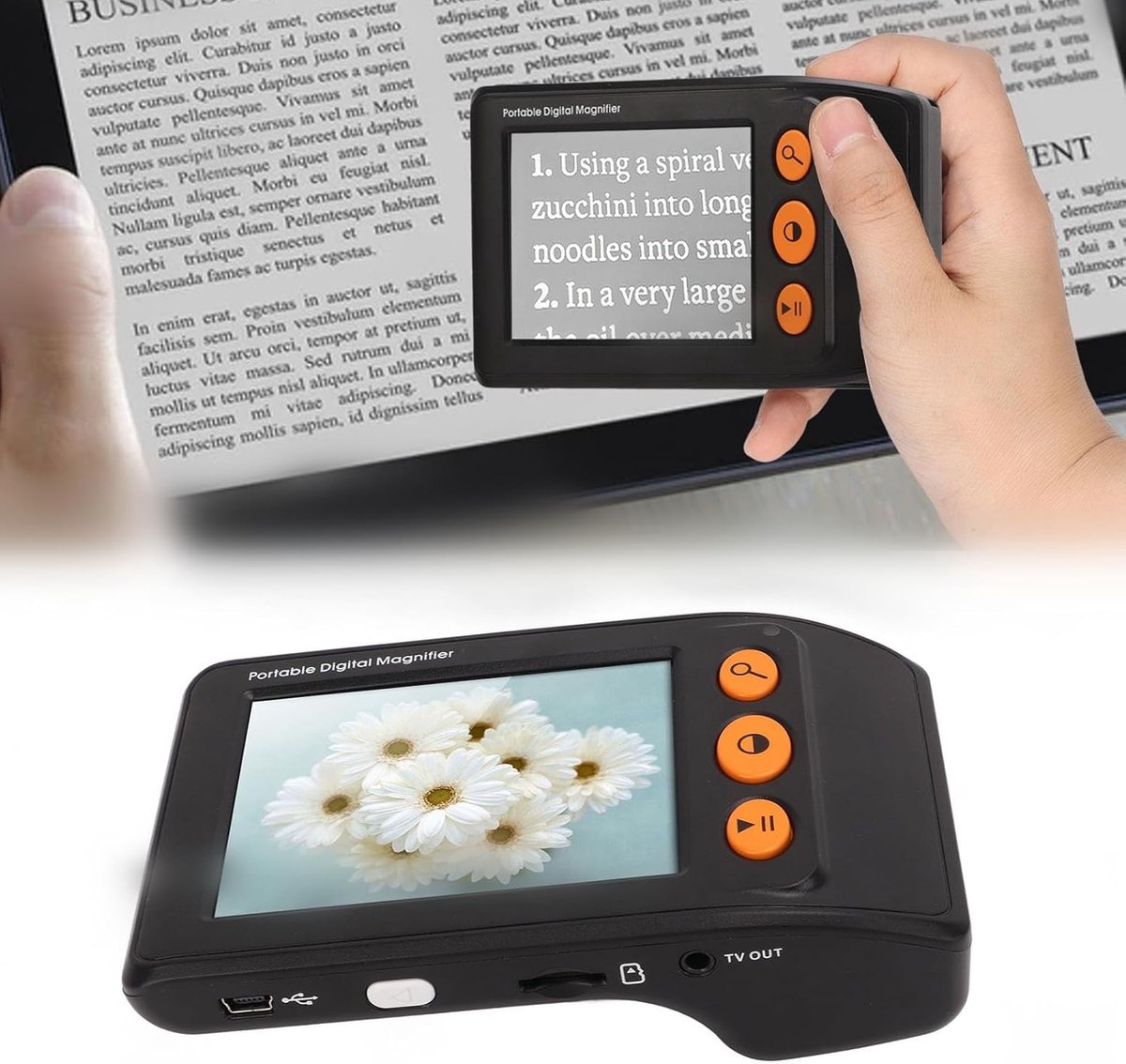 SnelShoppen - Elektronische Video Vergrootglas met 3.5 Inch LCD Scherm, Digitale Magnifier, 2x tot 25x Zoom, Handheld Vergrootglas voor Leeshulpmiddel