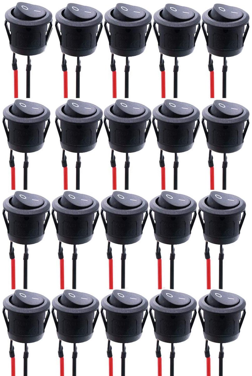 SnelShoppen - 20 Stuks Mini Rockerschakelaars 2 Pin 6A/250V 10A/125V Aan/Uit Mini Boot Bedrade Schakelaar voor Auto Boot Huishoudelijke Apparaten