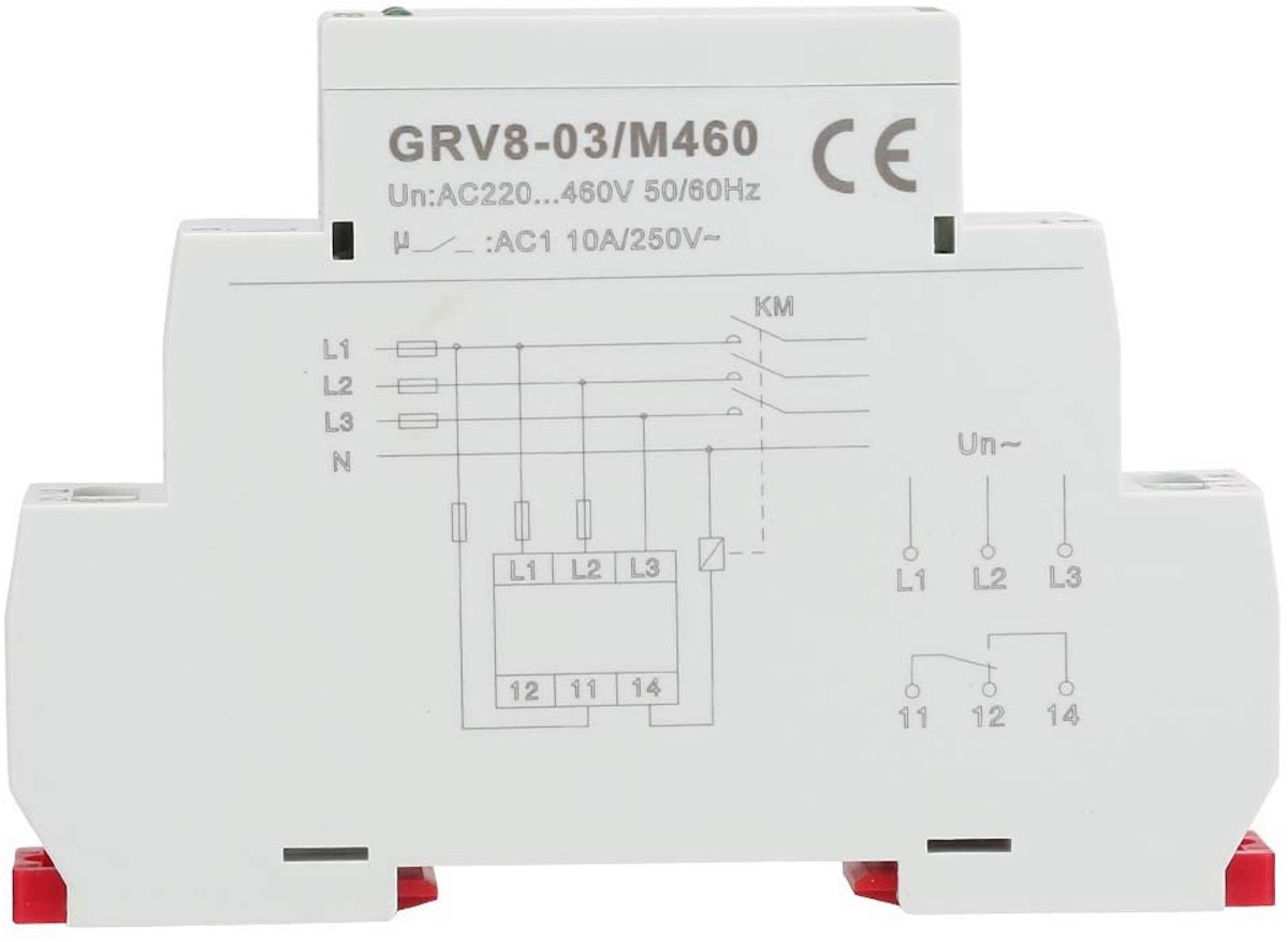 SnelShoppen - GRV8-03 Monitoring Relais - Driefasige Spanning Bewaking, Fase Mislukking Bescherming, Aanpasbare Spanning, LED Indicator