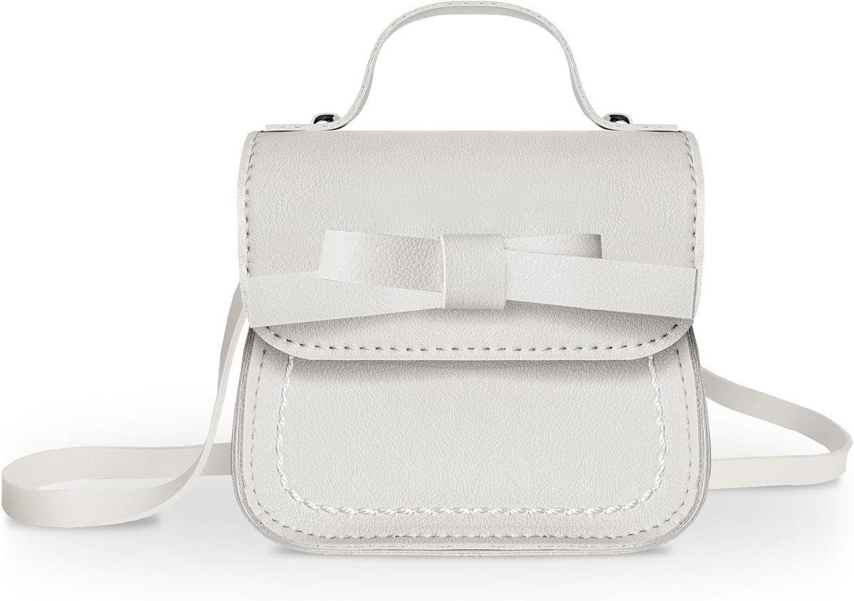 SnelShoppen - Schoudertas voor Meisjes Kleine Handtas met Strik Mini Flap Tas Purse Kleine Tas Crossbody Tas voor Kinderen Peuters Leeftijd 2-5 Jaar H