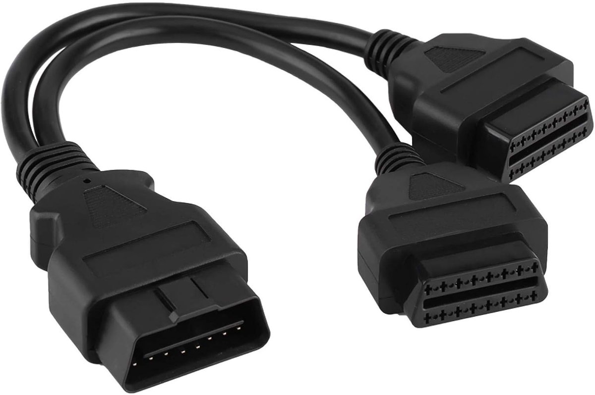 SnelShoppen - 16-pins OBD2-OBDII Stekker Y-Splitter Adapter Verlengkabel voor Auto Diagnose Gereedschap - Perfect voor Automonteurs