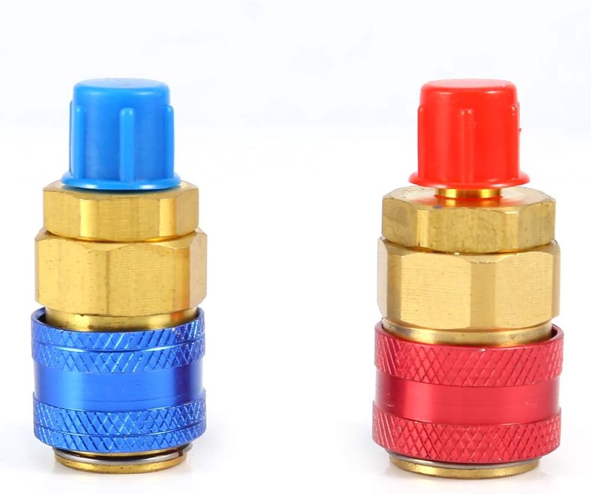 SnelShoppen - R134a Auto Snelkoppeling Adapter Set - Koppeling Connectoren Met Rood Blauw Ontwerp - Snelle Verbinding Voor Airco Manifold - Hoge & Lag