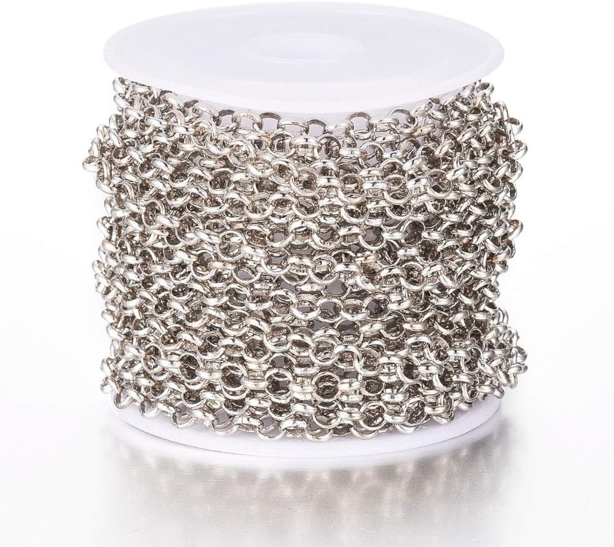 SnelShoppen - 16.4Ft Rond Belcher Halskettingen 4mm Dikte Messing Kruis Rolo Kettingen Platina Goud Geplateerd met Spoel voor Armband Enkelband Choker