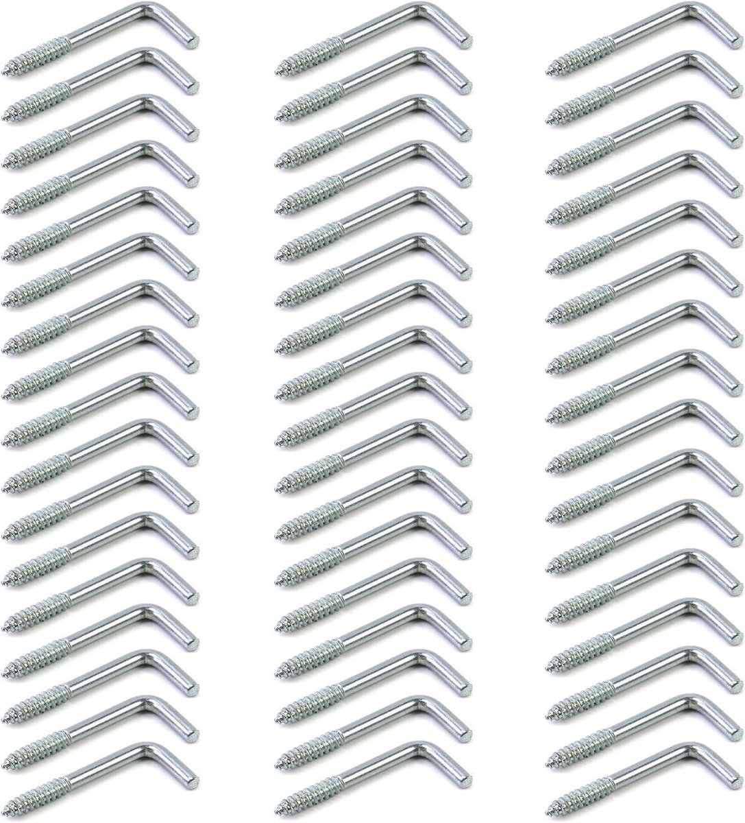 SnelShoppen - QWORK Haakschroef Recht met Sleuf, Gegalvaniseerde Haak, L-vormige Wandhaak 40 mm x 16 mm, 50 Stuks, Perfect voor Hangen van Voorwerpen,
