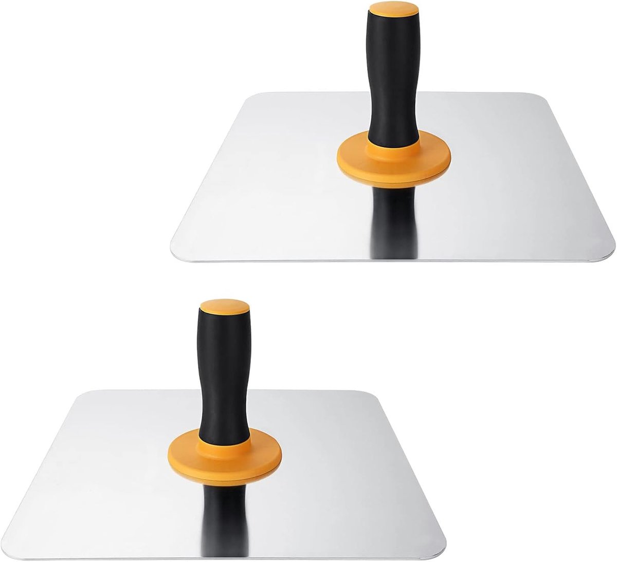 SnelShoppen - Plamuurlepel Set van 2 Stuks - Aluminium Plamuurspaan 300 x 300 mm met Geel Zwart Antislip Handvat - Voor Pleisterwerk, Mortel, Gips, Ce